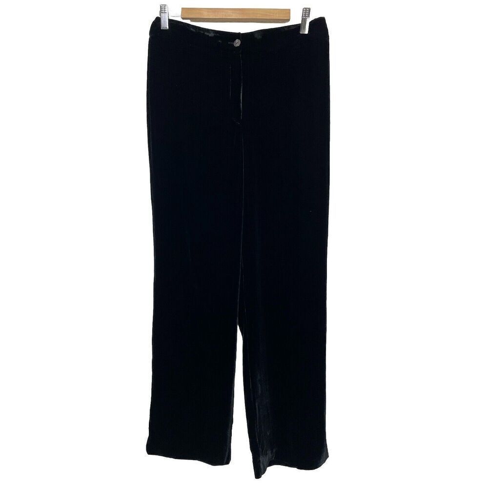 Chico’s Women’s Size 1.5 M 10 Black Velvet Pants Wide Leg
